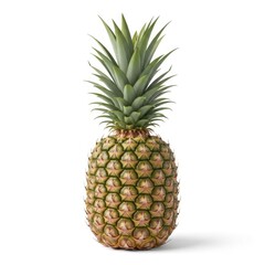 Fototapeta premium Ripe pineapple tropical fruit with green crown isolated on healthy food transparent background