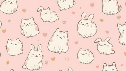 seamless pattern with rabbits
