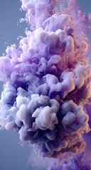 A swirling cloud of purple and white inks creates a mesmerizing abstract design.