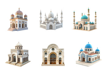 Fototapeta premium Collection of Synagogue isolate on transparent background