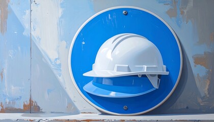 Safety helmet sign on a wall