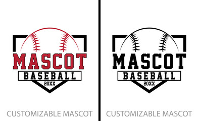 Customizable Mascot Name Baseball T-shirt Design