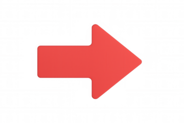 Simple red arrow pointing to the right on a transparent background, perfect for indicating direction or progress