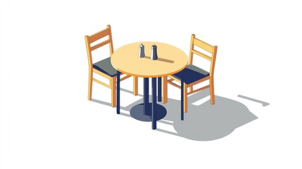 Isometric two person restaurant table