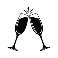 Champagne Toast Icon – Clinking Glasses Celebration Vector for Party and Festive Occasions