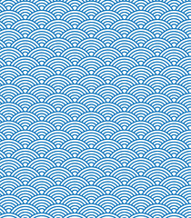 Monochrome black & white Seigaiha wave texture seamless vector, oriental scallop design.