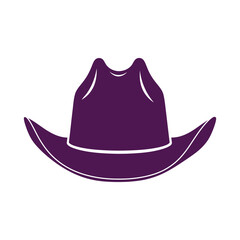 Purple Cowboy Hat Silhouette Icon – Western Rodeo Vector Illustration