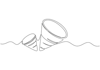 Obraz premium Party Popper Celebration Line Art, Party Popper icon Continuous one line art,1