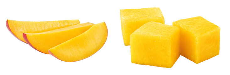 mango slices isolated on white background with full depth of field