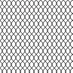 Fototapeta premium Seamless steel wire chain link fence vector pattern, metal lattice diamond mesh grid background.