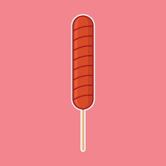 Grilled sausage. Bbq. Design elemen. Vector illustration in trendy flat style isolated on color background. Grilled sausage menu illustration.