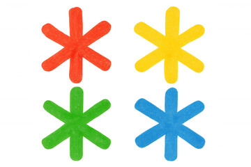 Obraz premium Colorful paper stars layering against transparent surface, showcasing geometric design for graphic creativity