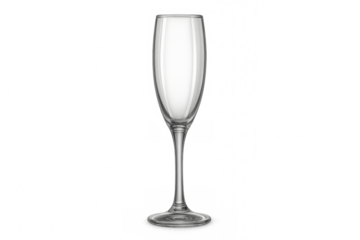 Empty champagne glass standing on transparent background