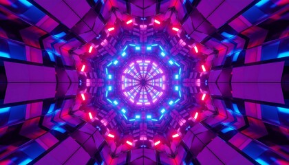 Abstract 3D tunnel with vibrant colors