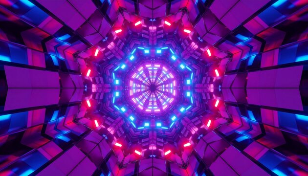 Abstract 3D tunnel with vibrant colors