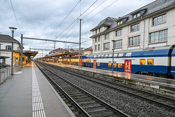 Early morning view of Uster train station in Switzerland