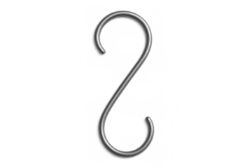 Metallic s-shaped hook on transparent background