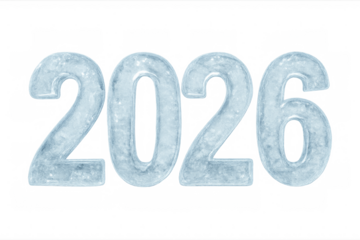 Ice 2026 sign representing upcoming new year on transparent background