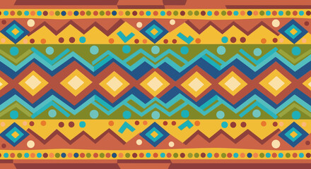 Vibrant Geometric Ethnic Textile Pattern Design.
