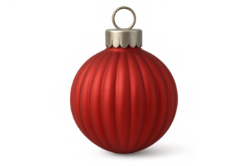 Red christmas ball ornament hanging with transparent background