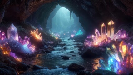 Fototapeta premium Crystal cave, mystical river