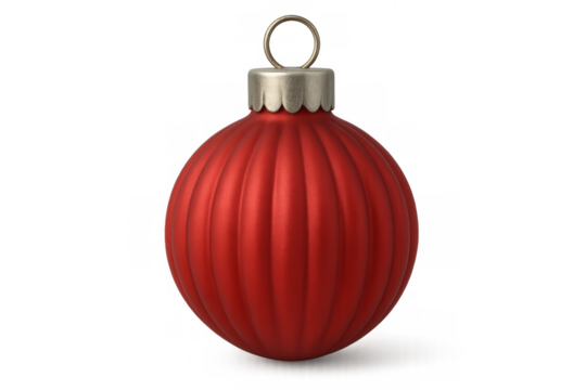 Red christmas ball ornament hanging with transparent background - Powered by Adobe