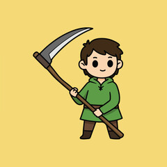 Cartoon character holding scythe