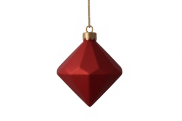 Red christmas ornament hanging with transparent background