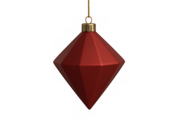 Red christmas ornament hanging with transparent background