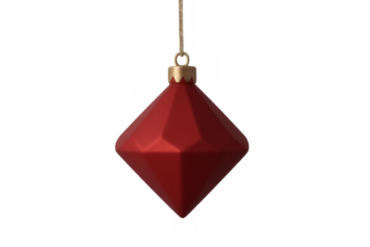 Red christmas ornament hanging with transparent background