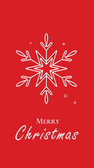 Merry Christmas snowflake vector graphic with red background.