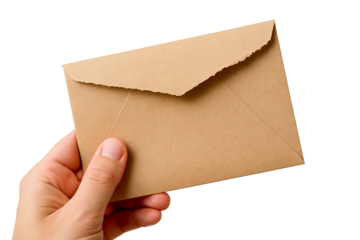 Hand Holding Kraft Envelope – Back View, Torn Flap
