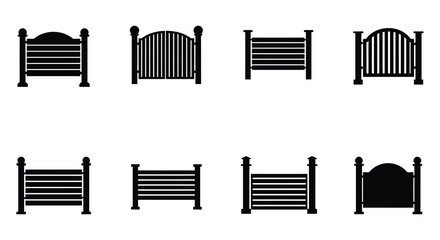 various styles of gates shown in black and white images