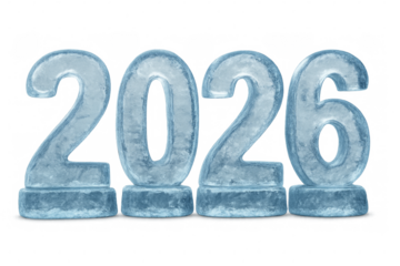 Ice 2026 sign representing upcoming new year on transparent background