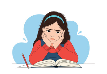 Child bored studying homework frustrated upset studying frustration school learning difficulties