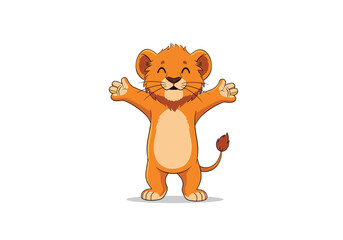 Adorable cartoon lion cub ready to give a big hug