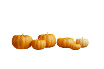 Orange pumpkins piled up on white background. Halloween celebration concept. 3D rendering.