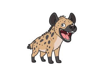 A funny cartoon hyena grinning with its mouth wide open