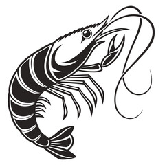 Fototapeta premium Stylized black and white illustration of a shrimp