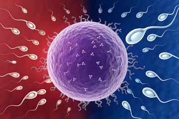 Sperm cells approaching a fertilizable egg cell