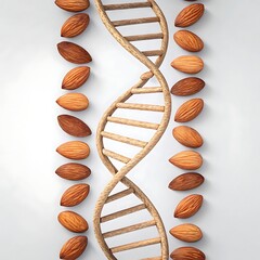 Almonds arranged in a dna double helix structure