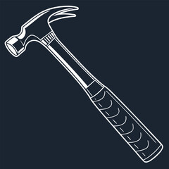 a detailed outline of a hammer against dark background