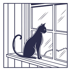 a cat sitting by window looking outside