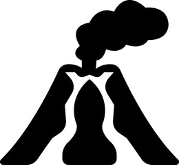 Volcano eruption flat icon. Depicting eruption with smoke cloud, ash for education resources. Natural disaster symbol of mountain, lava, magma, explosion, earth science, environment hazard vector.