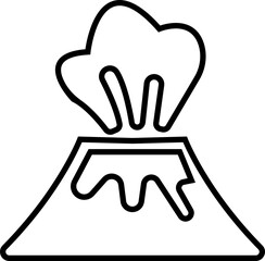 Volcano eruption line icon. Depicting eruption with smoke cloud, ash for education resources. Natural disaster symbol of mountain, lava, magma, explosion, earth science, environment hazard vector.