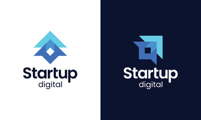 Startup digital brand logo modern design