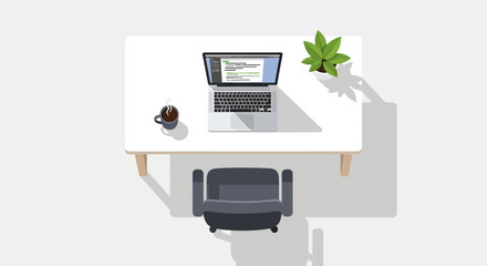 Vector illustration of a personal computer monitor with a digital screen display showing icons for technology and internet communication