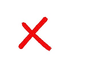 Obraz premium Close-up of a red X mark icon on a white background, mark, no