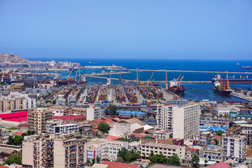 Obraz premium Algeria, capital, mediterranean sea, africa, north africa, algiers, city, algeria village, algerian, african capital, algeria tourism, aerial, arab, road, arabic, village, morning, african.