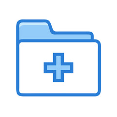 Blue folder with plus sign on black background